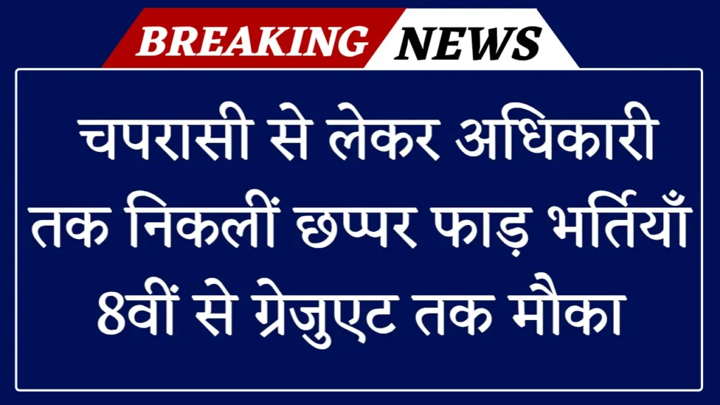 Job Alerts: यहां निकली हैं चपरासी से लेकर अधिकारी तक बंपर भर्तियां,8वीं से ग्रेजुएट तक के पास सुनहरा मौका 1 Job Alerts